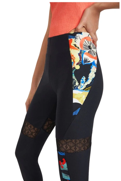 Legginsy damskie Desigual Calix czarne wysoki stan fitness