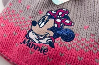 Komplet czapka rękawiczki Disney Minnie dla dziewczynki zimowy szaro różowa r. 50