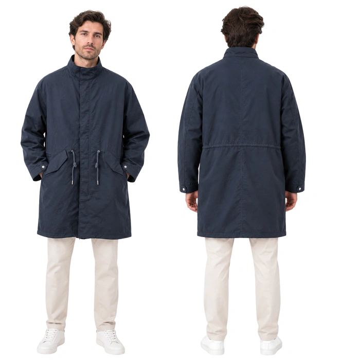 Kurtka męska Zara długa parka oversize granatowa r. S-M