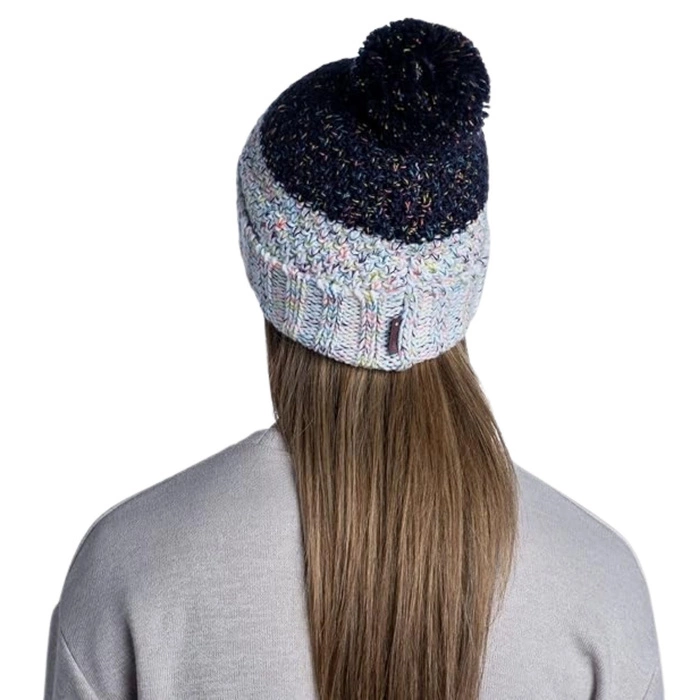 Czapka damska Buff Janna Knitted&Polar beanie zimowa z pomponem granatowa
