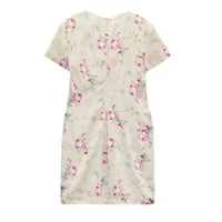 Sukienka damska Zara mini dopasowana ecru w kwiaty r. XS