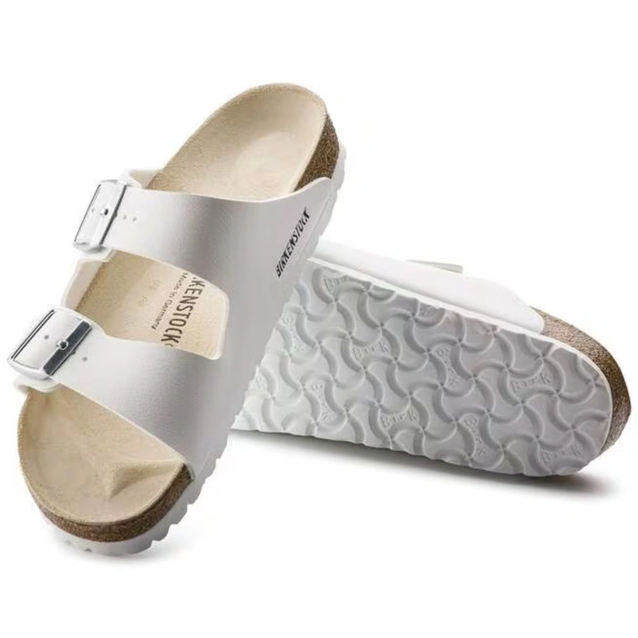 Klapki męskie Birkenstock Arizona skórzane Birko-flor regular białe r. 47
