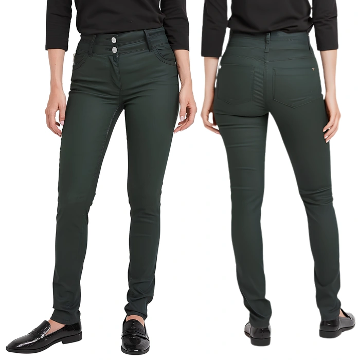 Spodnie damskie Grain de Malice ciemnozielone rurki skinny r. M