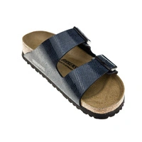 Klapki damskie Birkenstock Arizona BS birko-flor ze skórzaną wkładką granatowe r. 40