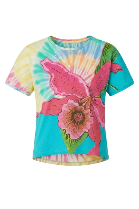 Koszulka dziewczęca Desigual Estocolmo Tie-Dye kwiat orchidea r. 104
