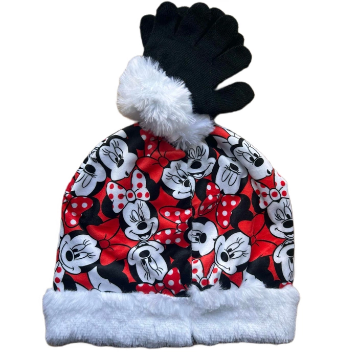 Komplet czapka rękawiczki Disney Myszka Minnie dla dziewczynki czerwony r. 52