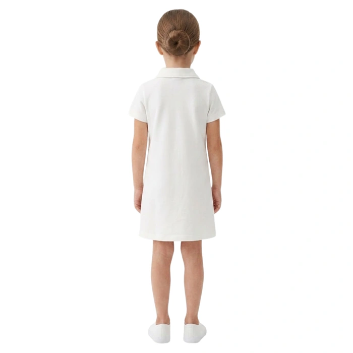Sukienka dziewczęca Zara polo z kołnierzykiem biała r. 116