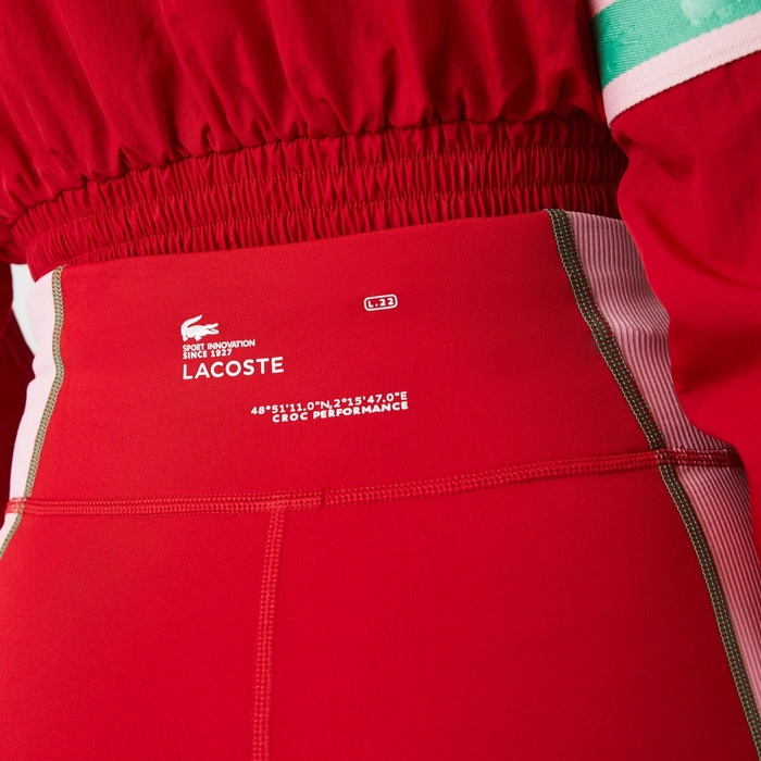 Spodnie damskie Lacoste Sport treningowe legginsy czerwone r. XL