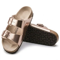 Klapki damskie Birkenstock Arizona BS narrow birko-flor różowo-złote r. 37