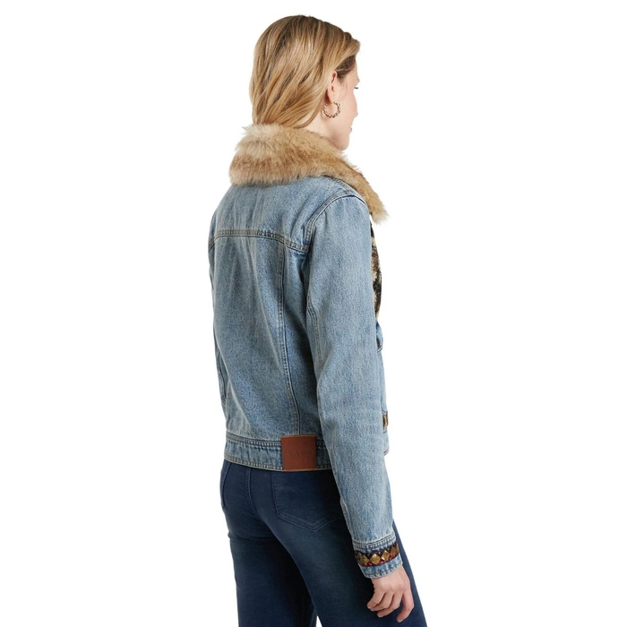 Katana damska Desigual Wild glam jeansowa z futerkiem