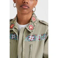 Katana damska Desigual Henderson Amore z naszywkami haftami khaki r. XS