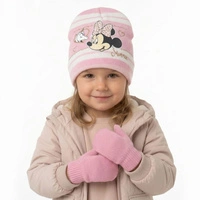 Komplet czapka rękawiczki Disney Myszka Minnie zimowa jasno różowy dla dziewczynki r. 48