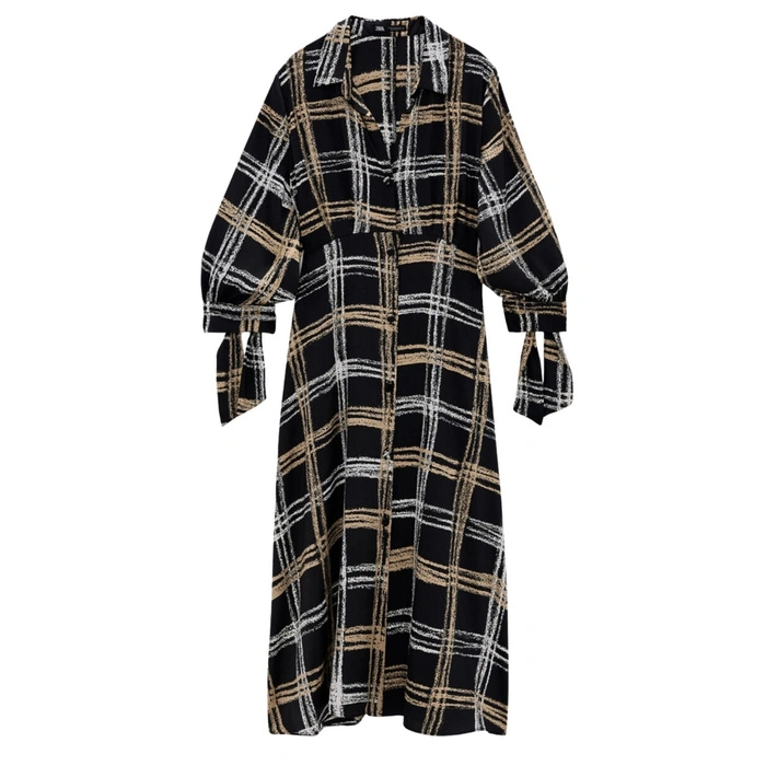 Sukienka damska Zara szmizjerka koszulowa czarna w kratę r. XL