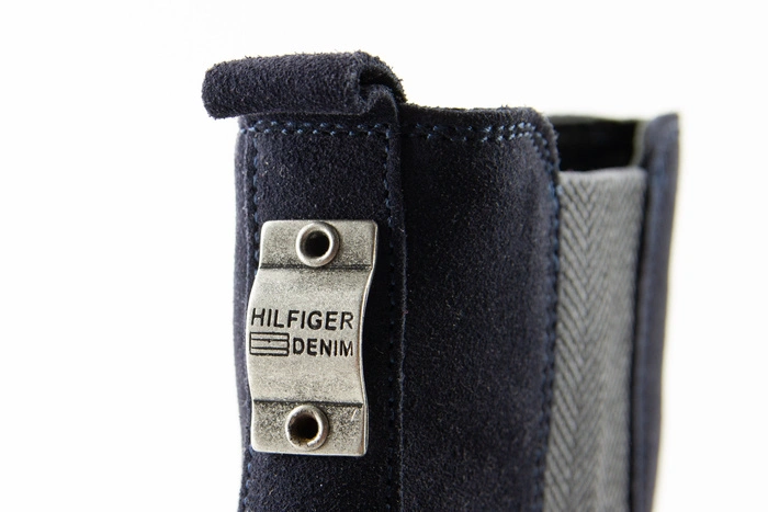 Buty damskie Tommy Hilfiger Cleo botki skórzane zamszowe granatowe