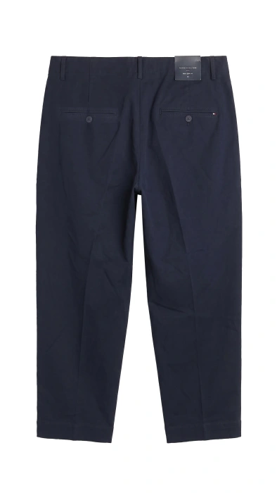 Spodnie męskie Tommy Hilfiger Flex Solid Tapered eleganckie granatowe r. M