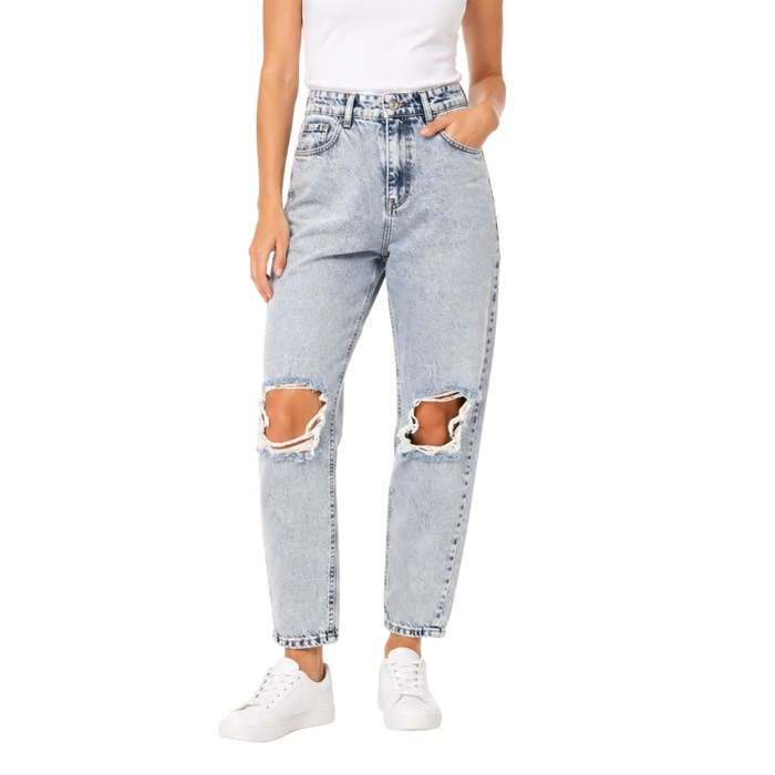 Spodnie damskie Jean Shop jeansy z dziurami niebieskie r. W25