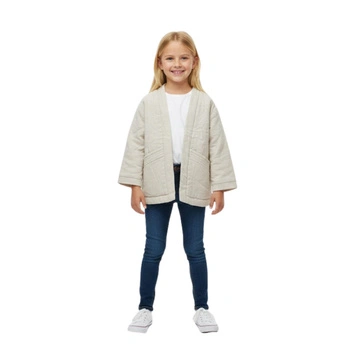 Kurtka dziewczęca Zara lniana kimono beżowa r. 122
