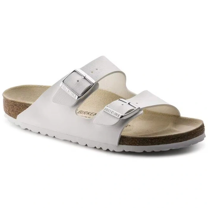 Klapki męskie Birkenstock Arizona skórzane Birko-flor regular białe r. 48