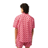 Koszula męska Lacoste Relaxed Fit z krótkim rękawem różowa r. XXL
