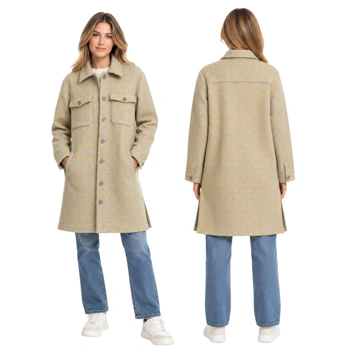 Płaszcz damski Minimum Fashion w kratę beżowy r. S