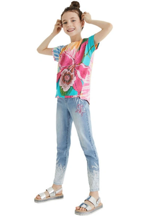 Koszulka dziewczęca Desigual Estocolmo Tie-Dye kwiat orchidea r. 104