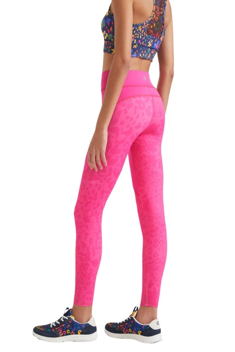 Legginsy damskie Desigual Pink sportowe leopard różowe r. S