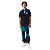 Koszulka polo męska Lacoste z kontrastowym zapieciem granatowa  r. XS