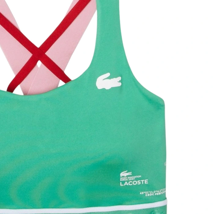 Top sportowy Lacoste Sport zielony z krzyżującymi ramiączkami r. XS