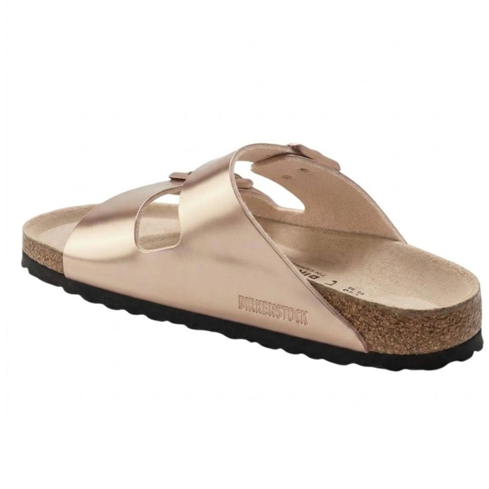 Klapki damskie Birkenstock Arizona BS narrow birko-flor różowo-złote r. 37