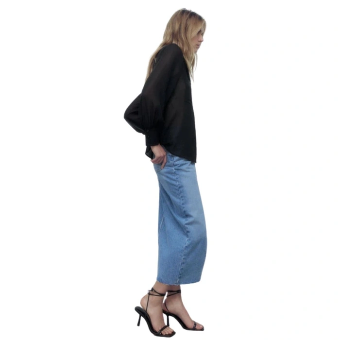 Koszula damska Zara czarna prześwitująca czarna oversize r. XL