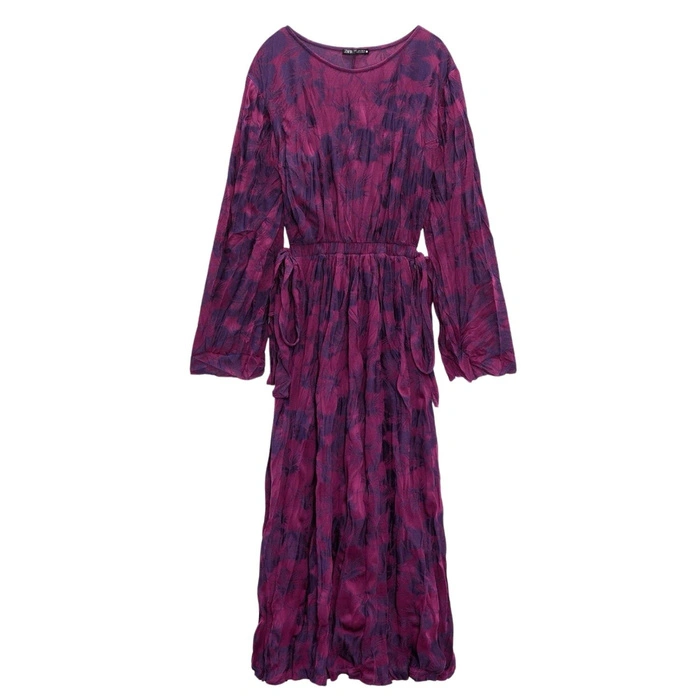 Sukienka damska Zara Wrinkled Jacquard plisowana w kwiaty