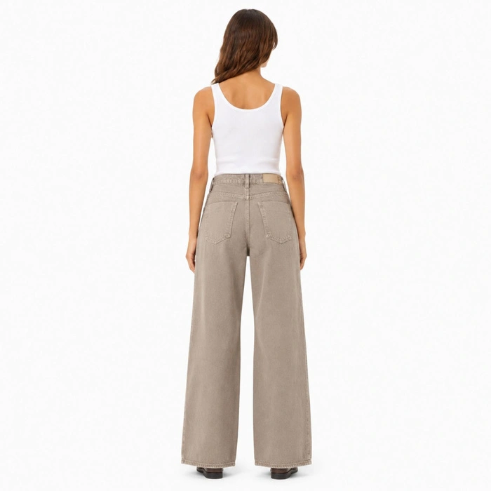 Spodnie damskie Zara Crossover jeansy szerokie beżowe r. 34