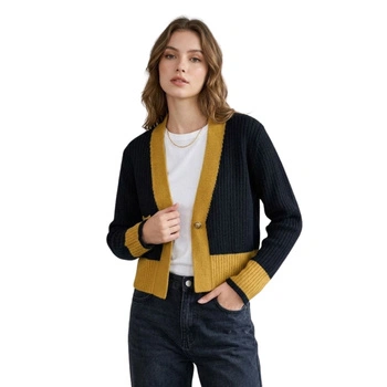 Sweter damski Rodier czarny z wełna merino rozpinany r. M