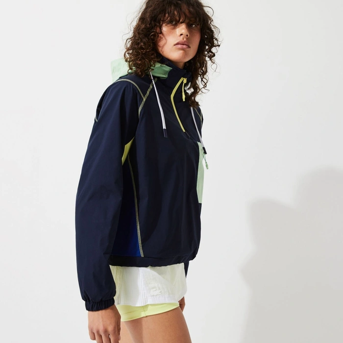 Kurtka damska Lacoste sportowa przeciwdeszczowa granatowa r. XS
