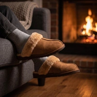 Kapcie damskie IRE SHOES ze skóry owczej naturalny kożuch futro ciepłe ręcznie szyte r. 36