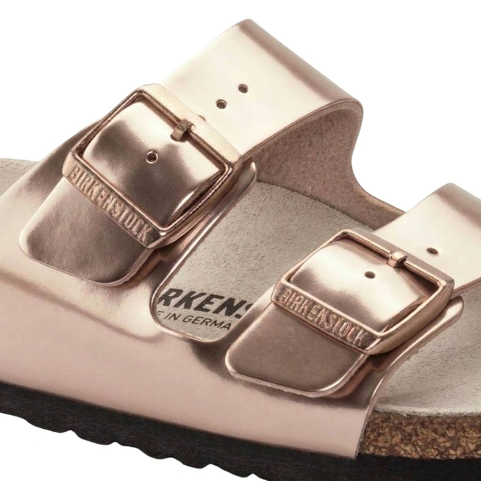Klapki damskie Birkenstock Arizona BS narrow birko-flor różowo-złote r. 41