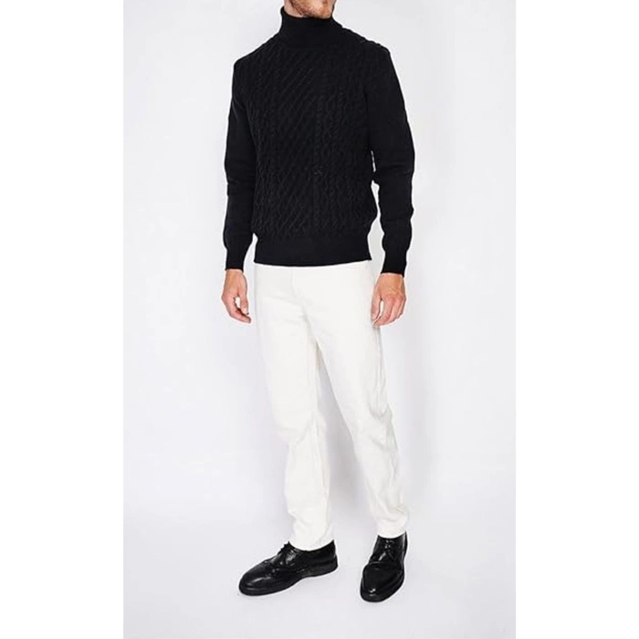 Sweter męski C&JO golf czarny ze splotem