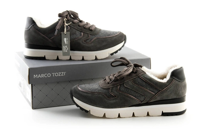 Buty damskie Marco Tozzi sneakersy skórzane szare r. 39