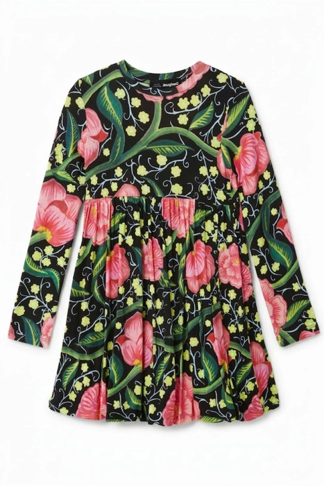 Sukienka dziewczęca Desigual Opala czarna w kwiaty r. 98