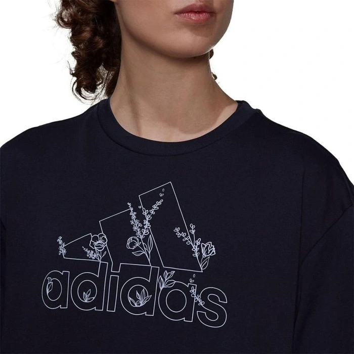Koszulka damska Adidas Soft Floral bawełniana granatowa t-shirt r. XS