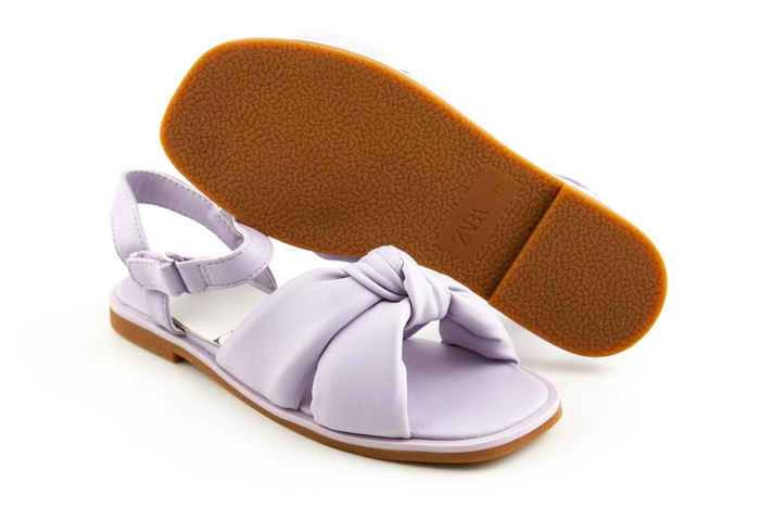 Sandały dziewczęce ZARA Kids eko skóra fioletowe na rzepy wygodne