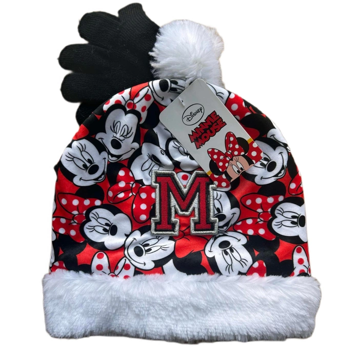 Komplet czapka rękawiczki Disney Myszka Minnie dla dziewczynki czerwony r. 52