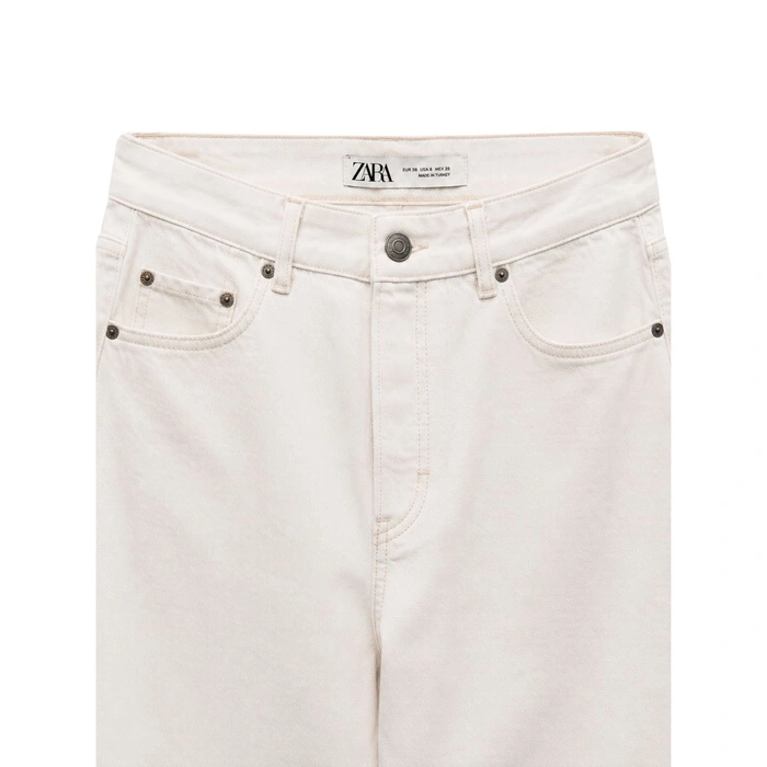 Spodnie damskie Zara Mom Fit jeansy klasyczne kremowe r. 38