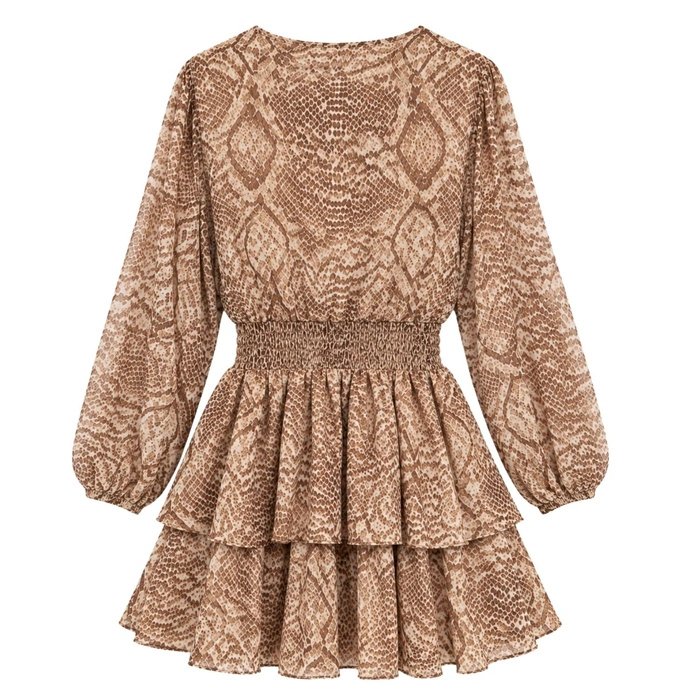Sukienka damska ZARA mini rozkloszowana zwierzęcy wzór brązowa r. XL