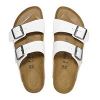 Klapki damskie Birkenstock Arizona BS skórzane birko-flor białe r. 43