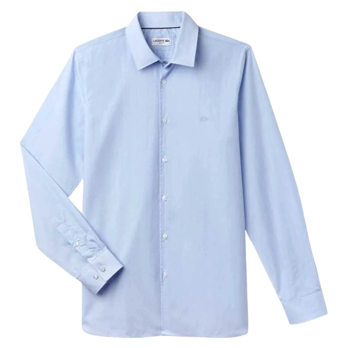 Koszula męska Lacoste Slim Fit Poplin Shirt wzorzysta niebieska r. S/M