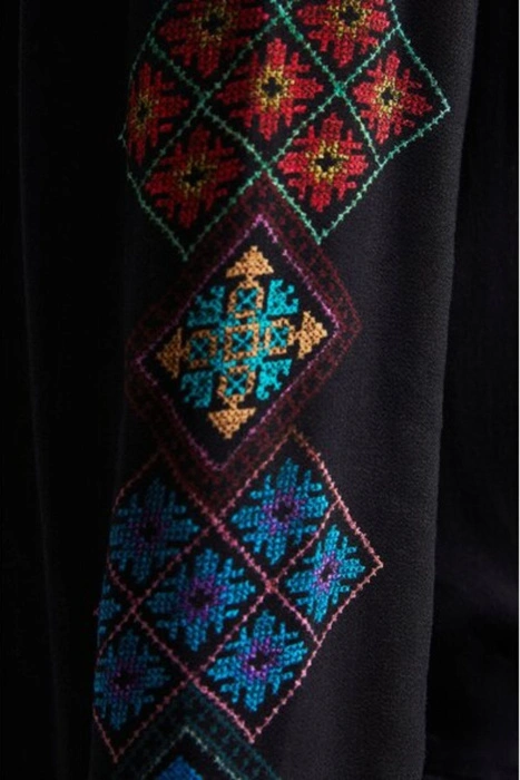 Body damski Desigual Candy czarne z długim rekawem z nadrukiem