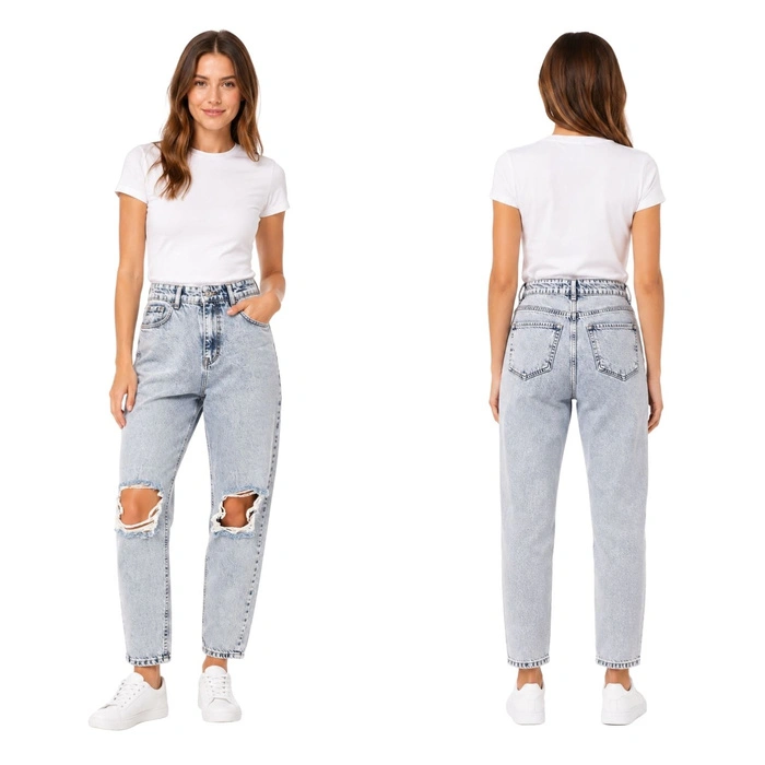 Spodnie damskie Jean Shop jeansy z dziurami niebieskie r. W25