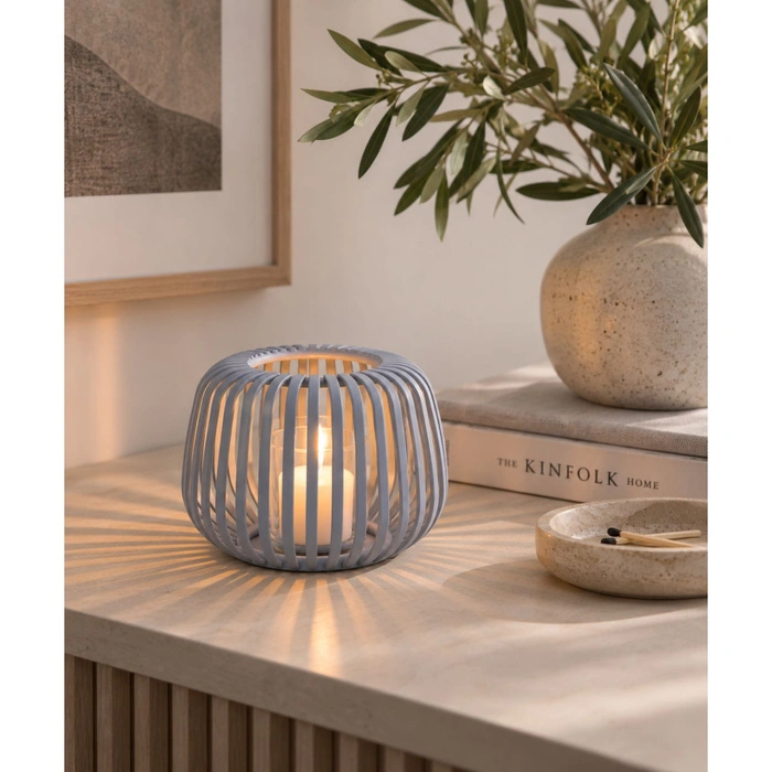 Lampion Blomus Lito 10 cm na świecę szaro-niebieski