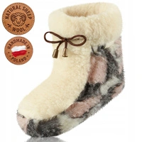 Kapcie męskie zimowe ocieplane wełna owcza bambosze wysokie ręcznie szyte 45